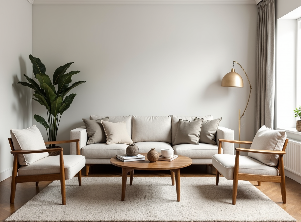 Living room with furniture on exposed legs, making a smaller space look bigger.